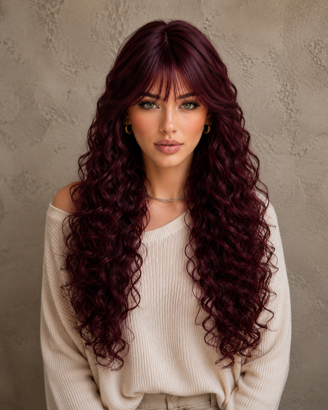Royal Merlot | Ultra-Long Deep Curly Wig with Fringe