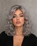 Silver Aura | Mid-Length Voluminous Curly Silver Wig