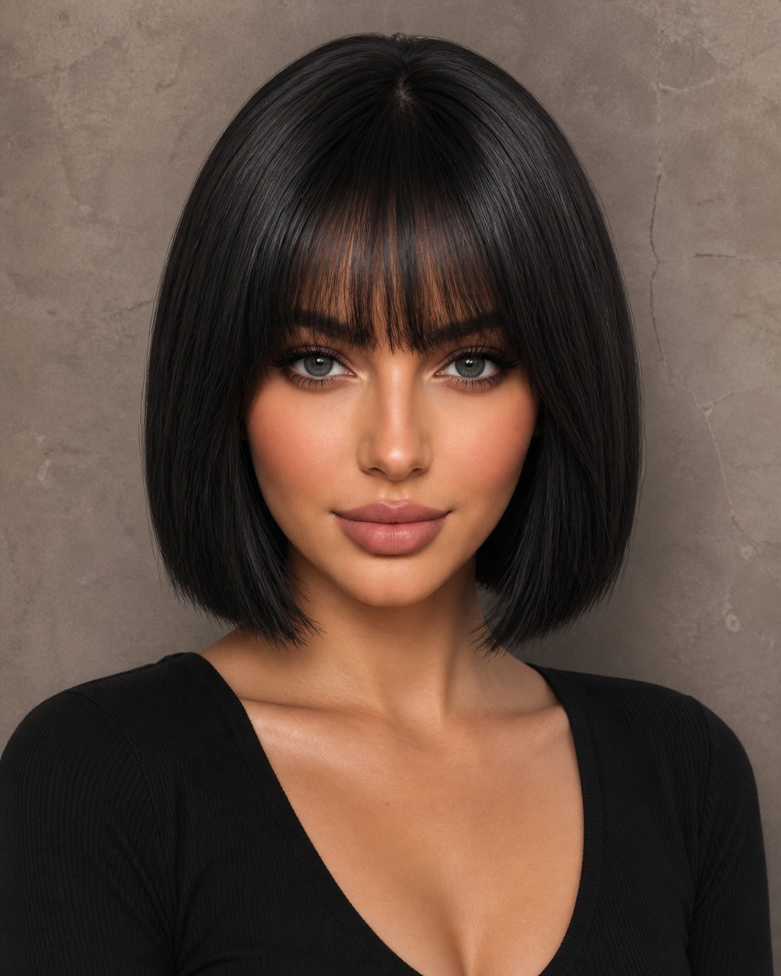 Onyx Chic | Classic Parisian Bob Wig with Fringe