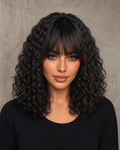 Midnight Spiral | Mid-Length Deep Curly Wig with Fringe