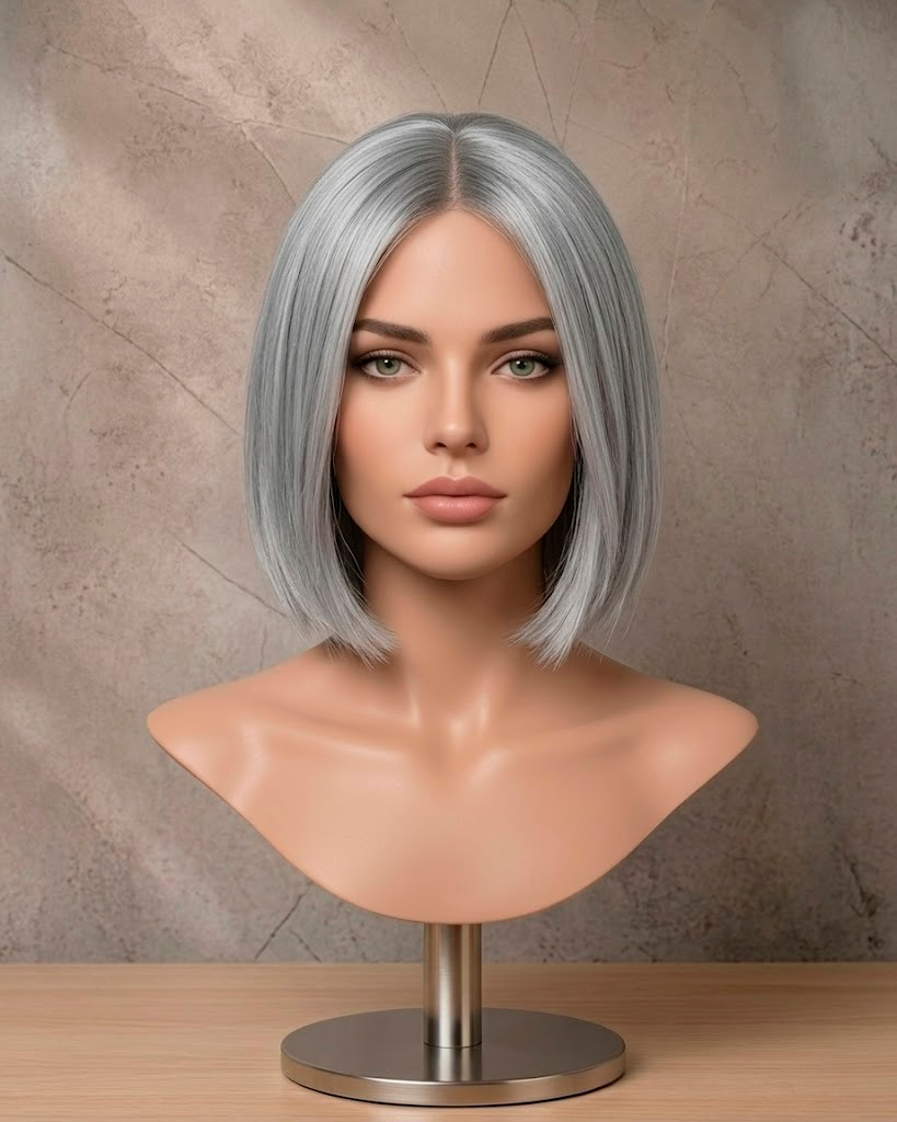 Arctic Silk | Sleek Ash-Silver Bob Wig