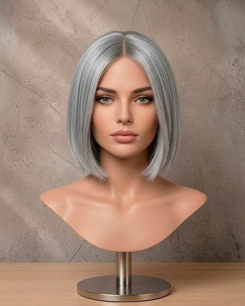 Arctic Silk | Sleek Ash-Silver Bob Wig