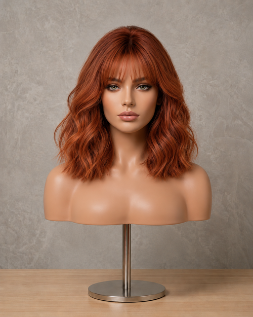 Amber Mist | Mid-Length Layered Copper Wig with Fringe