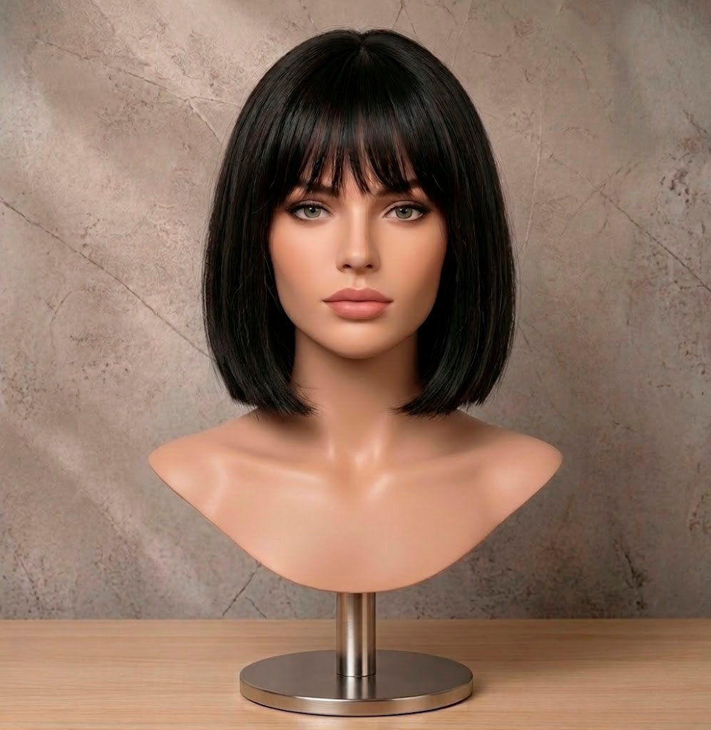 Onyx Chic | Classic Parisian Bob Wig with Fringe