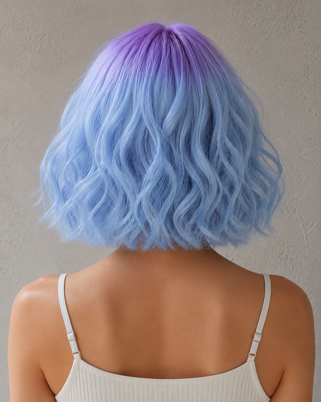 Celestial Wave | Short Wavy Blue & Purple Ombre Wig with Fringe