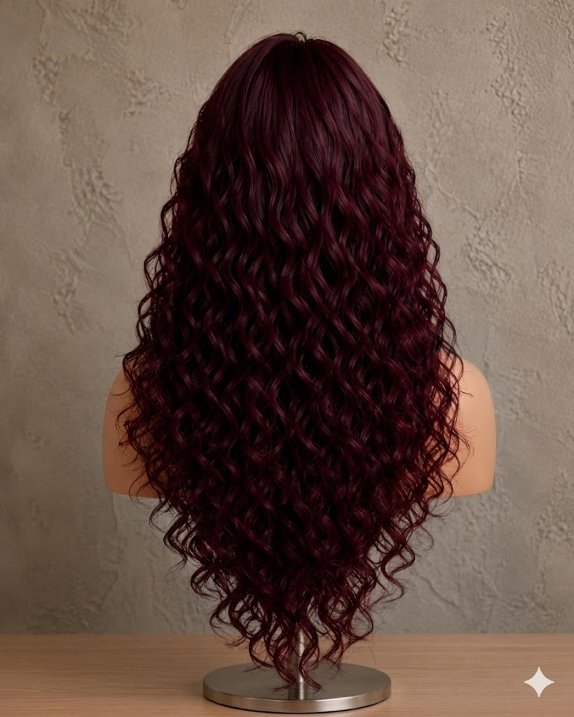 Royal Merlot | Ultra-Long Deep Curly Wig with Fringe