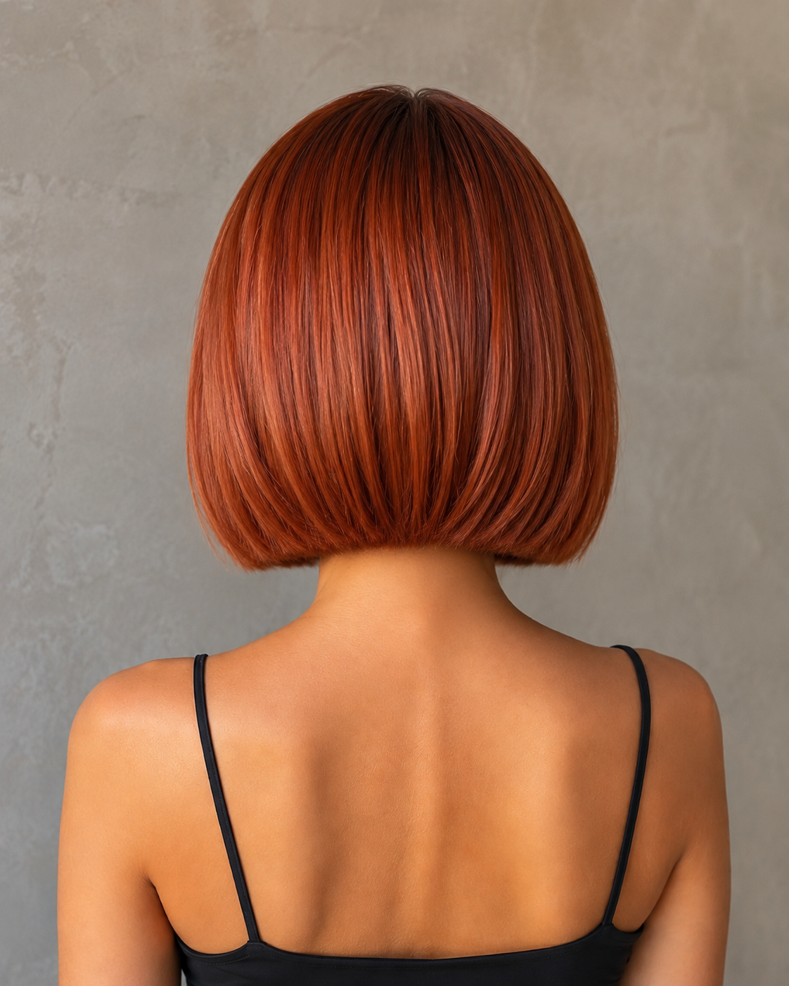 Amber Glow | Sleek Short Copper Bob Wig with Fringe