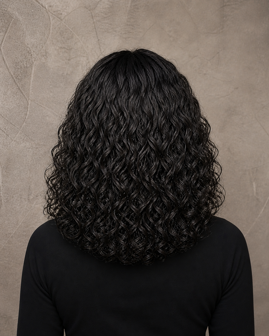 Midnight Spiral | Mid-Length Deep Curly Wig with Fringe