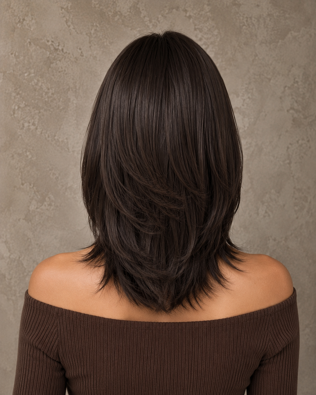 Mocha Velvet | Mid-Length Layered Feathered Wig