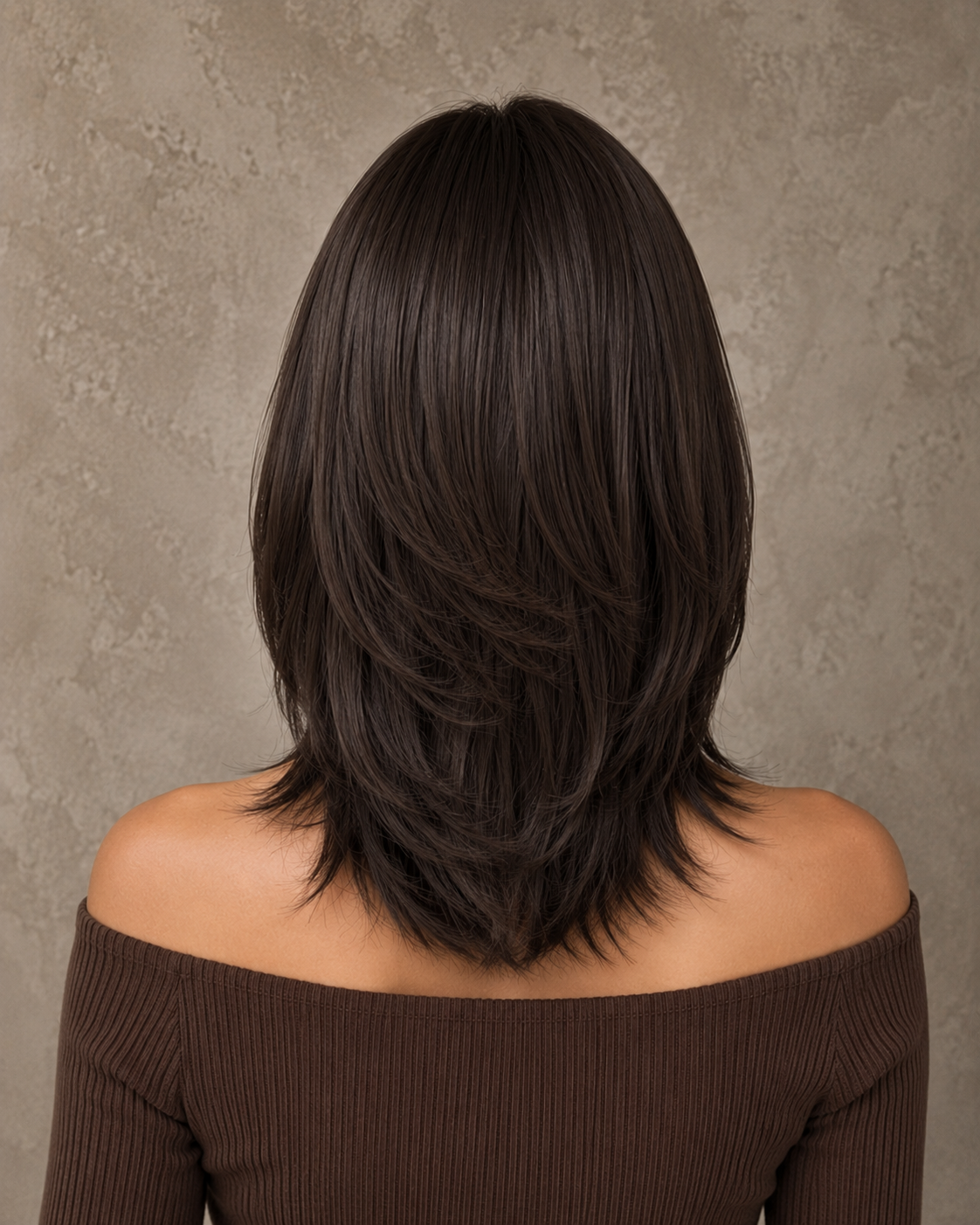 Mocha Velvet | Mid-Length Layered Feathered Wig