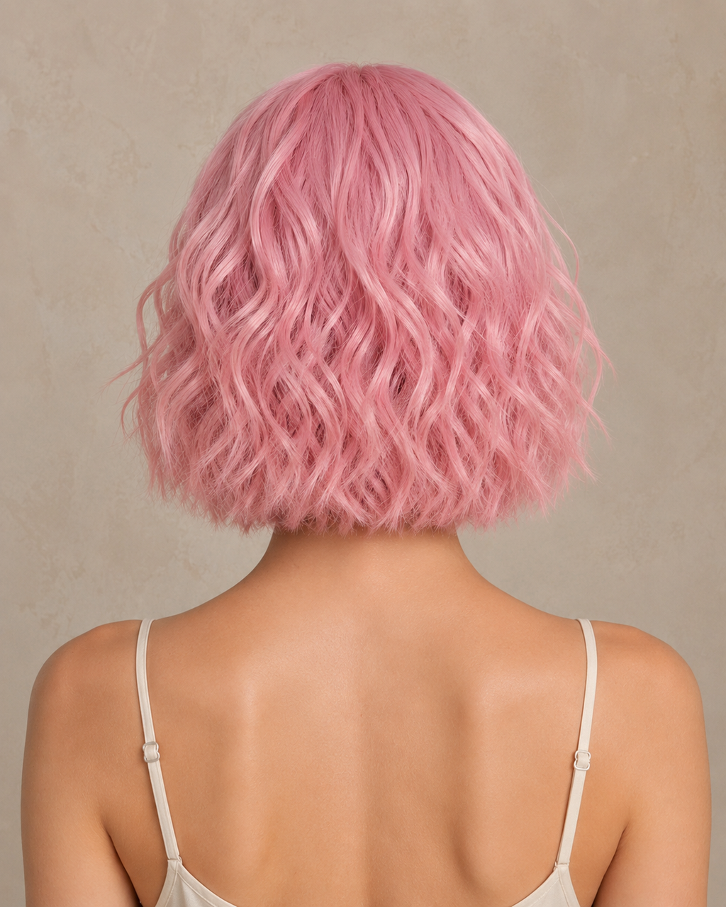 Petal Ripple | Short Voluminous Wavy Pink Wig with Fringe