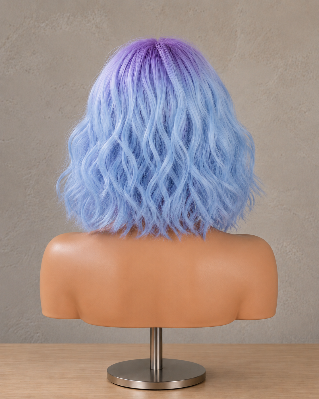 Celestial Wave | Short Wavy Blue & Purple Ombre Wig with Fringe
