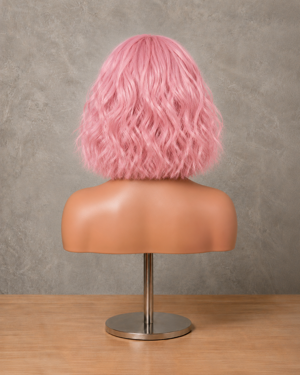 Petal Ripple | Short Voluminous Wavy Pink Wig with Fringe