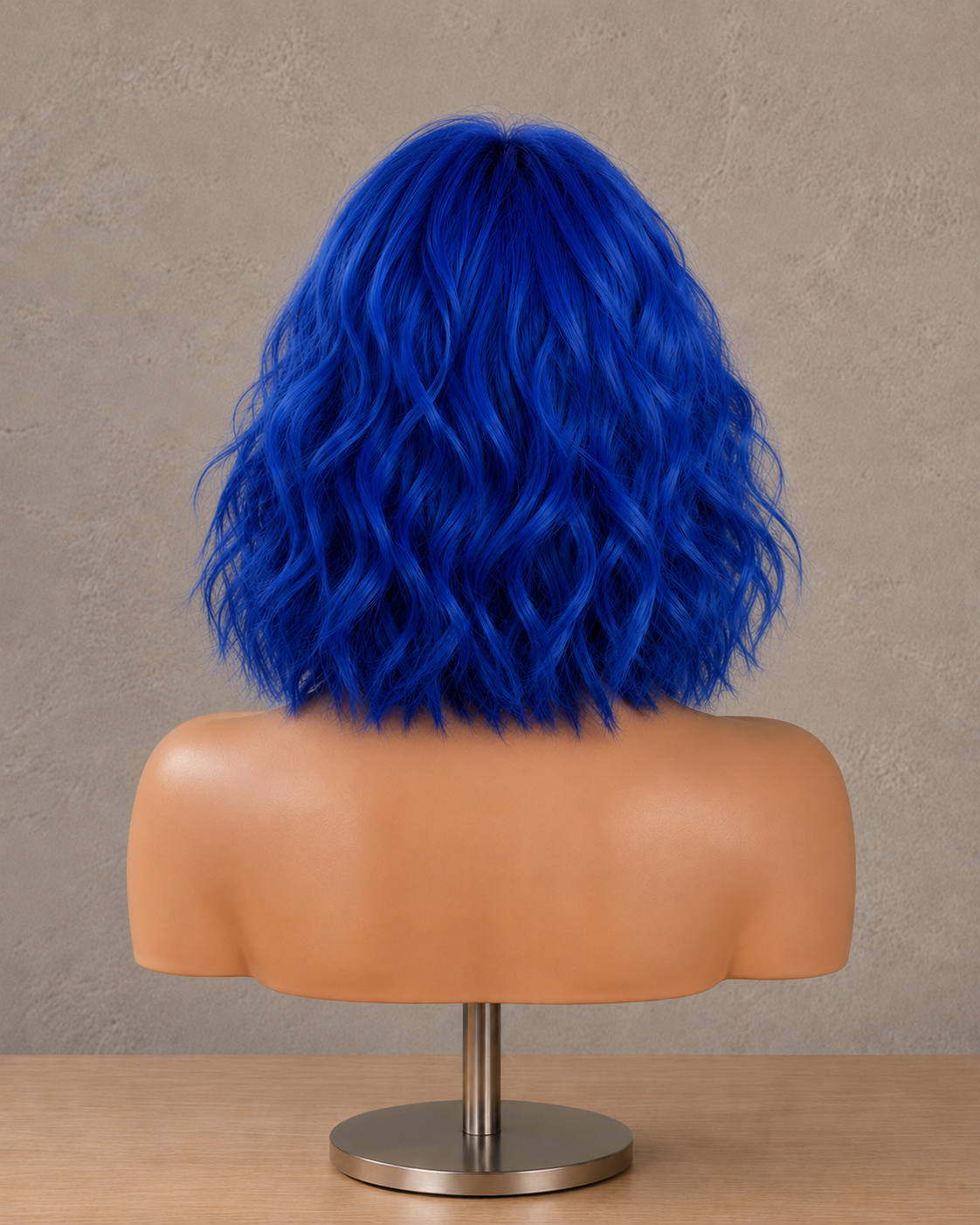 Cobalt Aura | Mid-Length Voluminous Wavy Blue Wig with Fringe