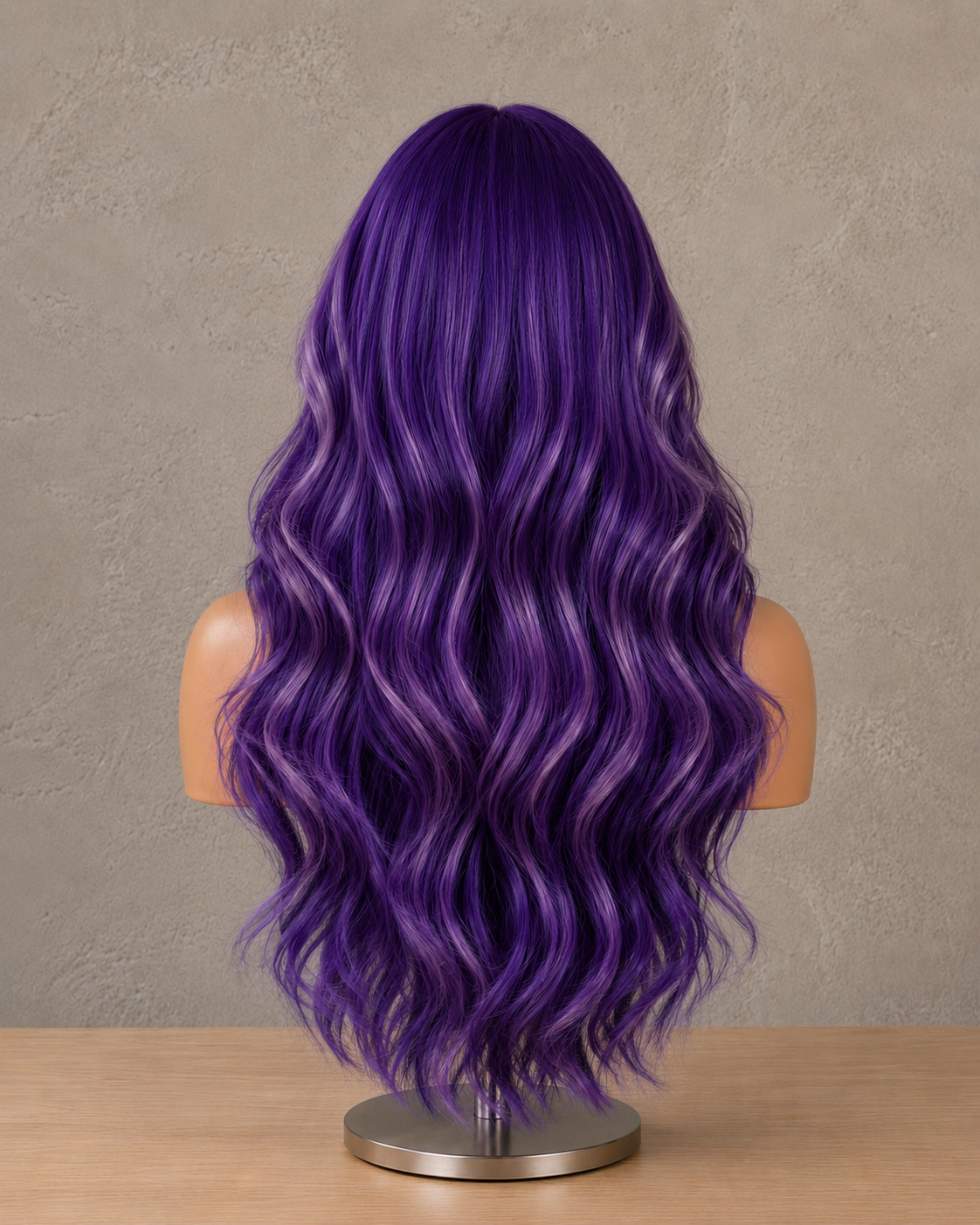 Ultraviolet Aura | Long Wavy Purple Wig with Lavender Money Piece