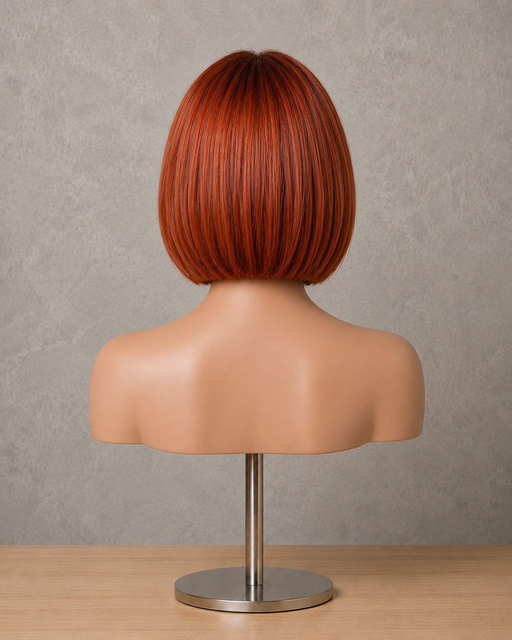 Amber Glow | Sleek Short Copper Bob Wig with Fringe