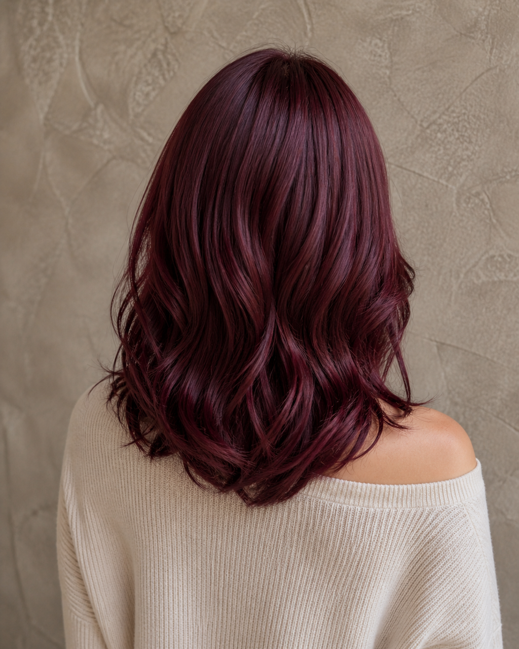 Ruby Aura | Mid-Length Layered Burgundy Wig with Fringe