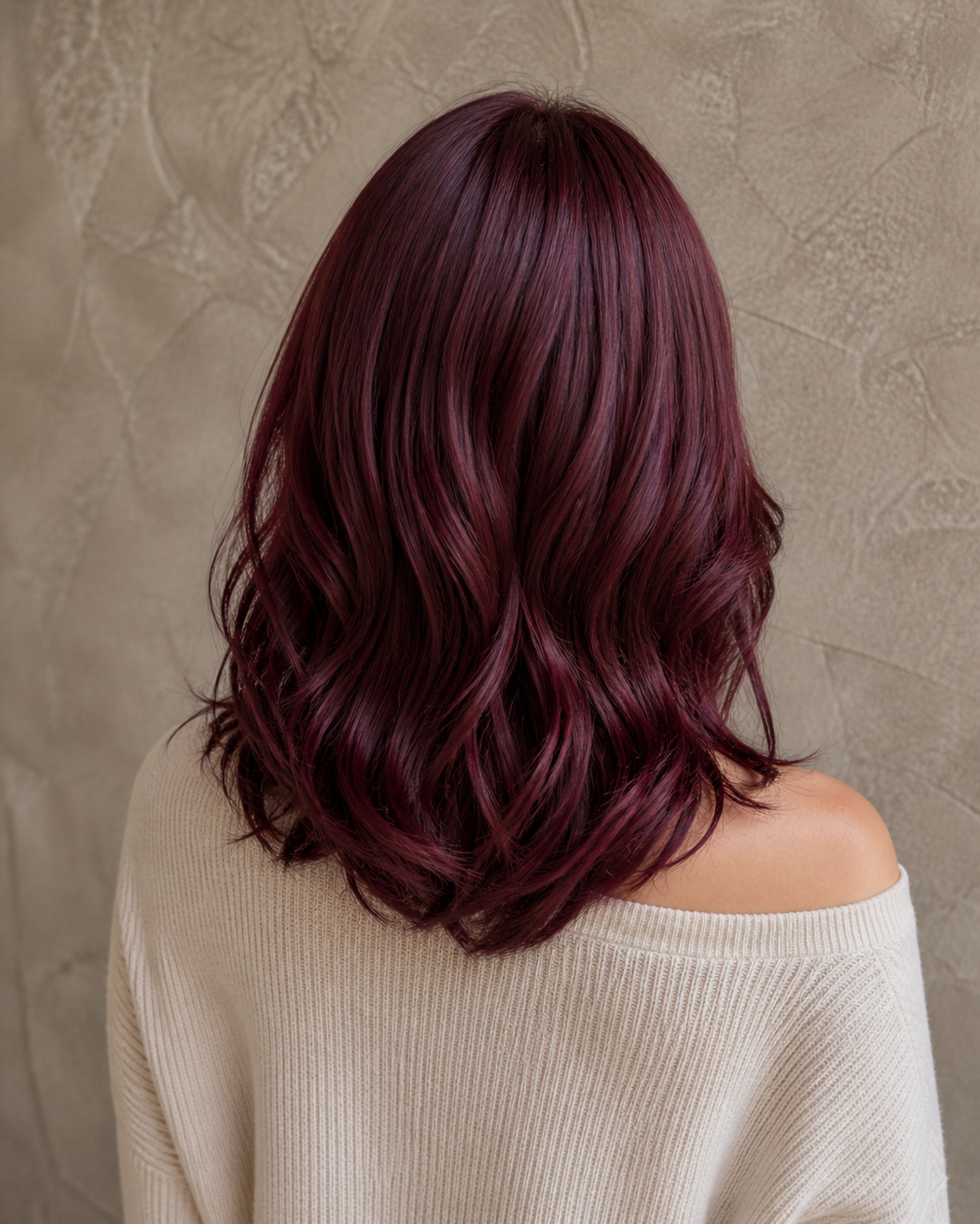 Ruby Aura | Mid-Length Layered Burgundy Wig with Fringe