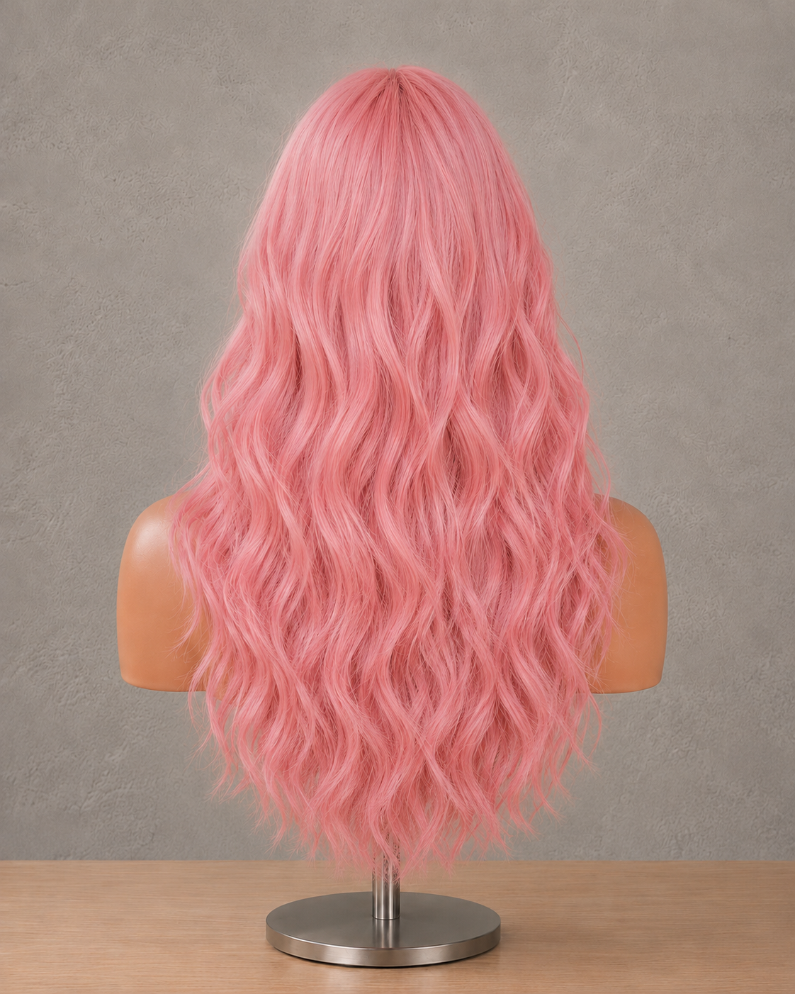 Petal Velvet | Long Wavy Pink Wig with Fringe