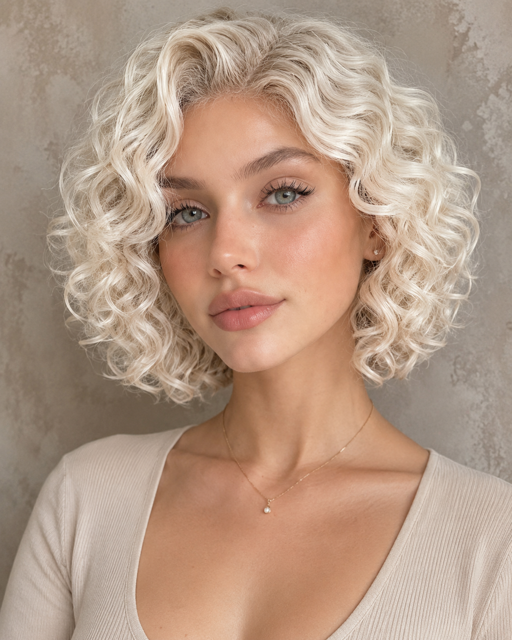 Frost Ripple | Short Voluminous Curly Platinum Wig